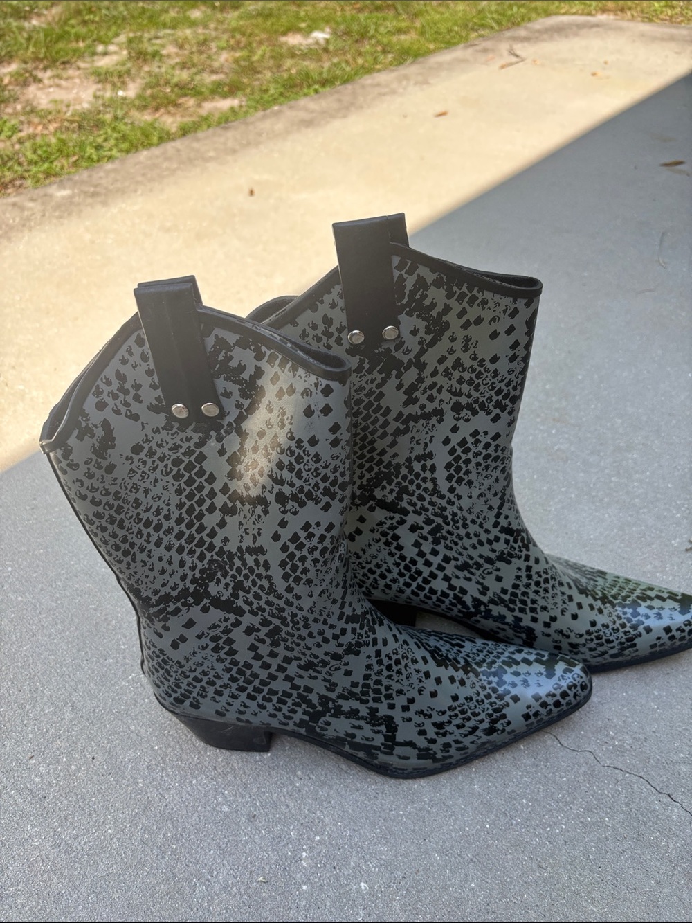 Capelli of New York Black Snake-Print Ankle Cowboy Boots
